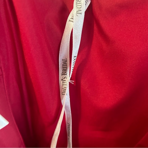 David’s Bridal Short Satin Dress with Spaghetti Straps | Apple Red | Girls 16 - Picture 10 of 10